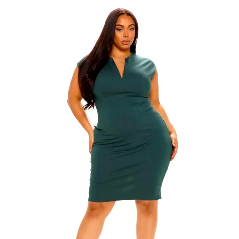 Sleek and professional looking green dress
